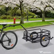 Homcom Remorca Bicicleta 156×72×82 cm – Carut Negru cu Spatiu Generos 