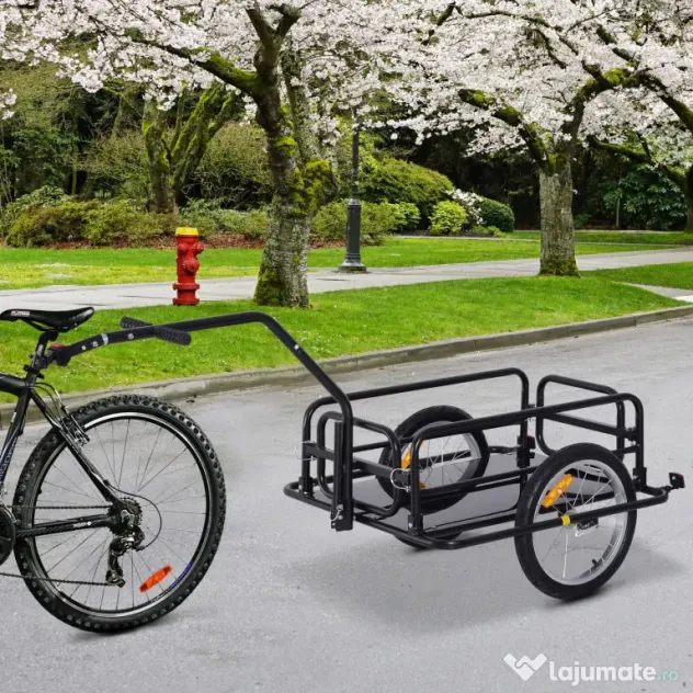 Homcom Remorca Bicicleta 156×72×82 cm – Carut Negru cu Spatiu Generos
