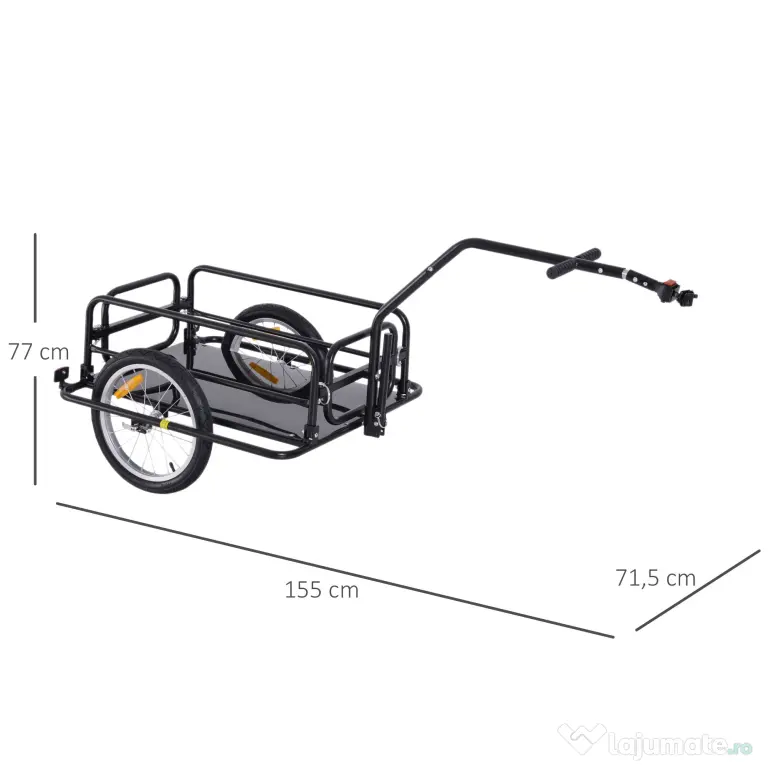 Homcom Remorca Bicicleta 156×72×82 cm – Carut Negru cu Spatiu Generos