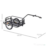 Homcom Remorca Bicicleta 156×72×82 cm – Carut Negru cu Spatiu Generos 