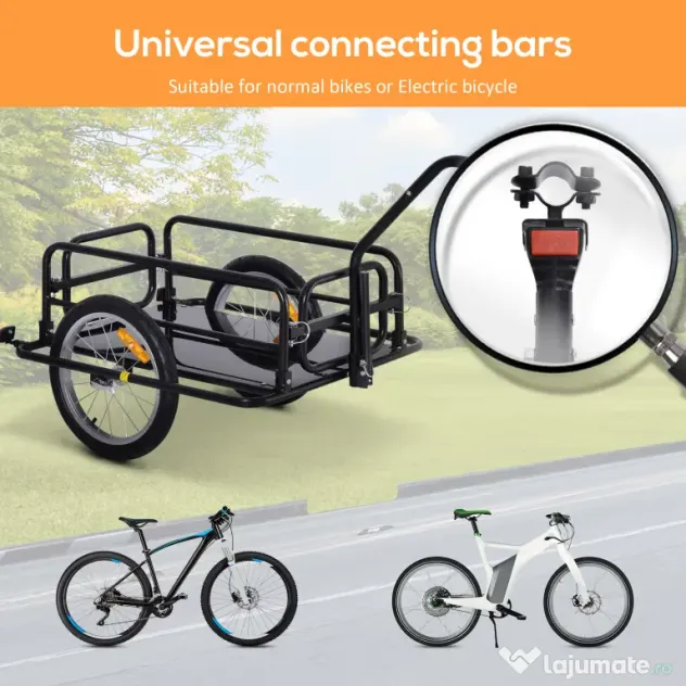 Homcom Remorca Bicicleta 156×72×82 cm – Carut Negru cu Spatiu Generos
