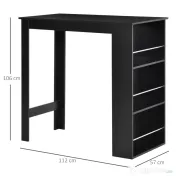 HOMCOM masa de bucatarie, 3 rafturi, 112x57x106cm, negru 