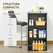 HOMCOM masa de bucatarie, 3 rafturi, 112x57x106cm, negru 