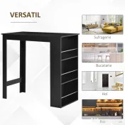 HOMCOM masa de bucatarie, 3 rafturi, 112x57x106cm, negru 