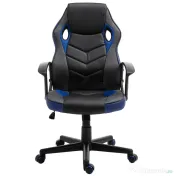 Vinsetto Scaun de Birou Rotativ din Piele Ecologică cu Roți Negru și Albastru 62x59x105-117 cm | Aosom Romania 