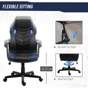 Vinsetto Scaun de Birou Rotativ din Piele Ecologică cu Roți Negru și Albastru 62x59x105-117 cm | Aosom Romania 
