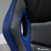 Vinsetto Scaun de Birou Rotativ din Piele Ecologică cu Roți Negru și Albastru 62x59x105-117 cm | Aosom Romania 