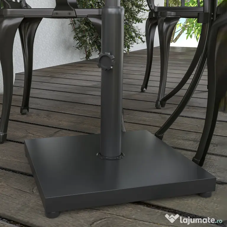 Outsunny Bază Umbrelă 13.3kg, Ciment, Postament Lucios pentru Umbrelă Grădină, Negru | Aosom Romania