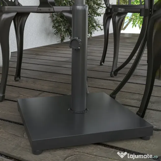Outsunny Bază Umbrelă 13.3kg, Ciment, Postament Lucios pentru Umbrelă Grădină, Negru | Aosom Romania