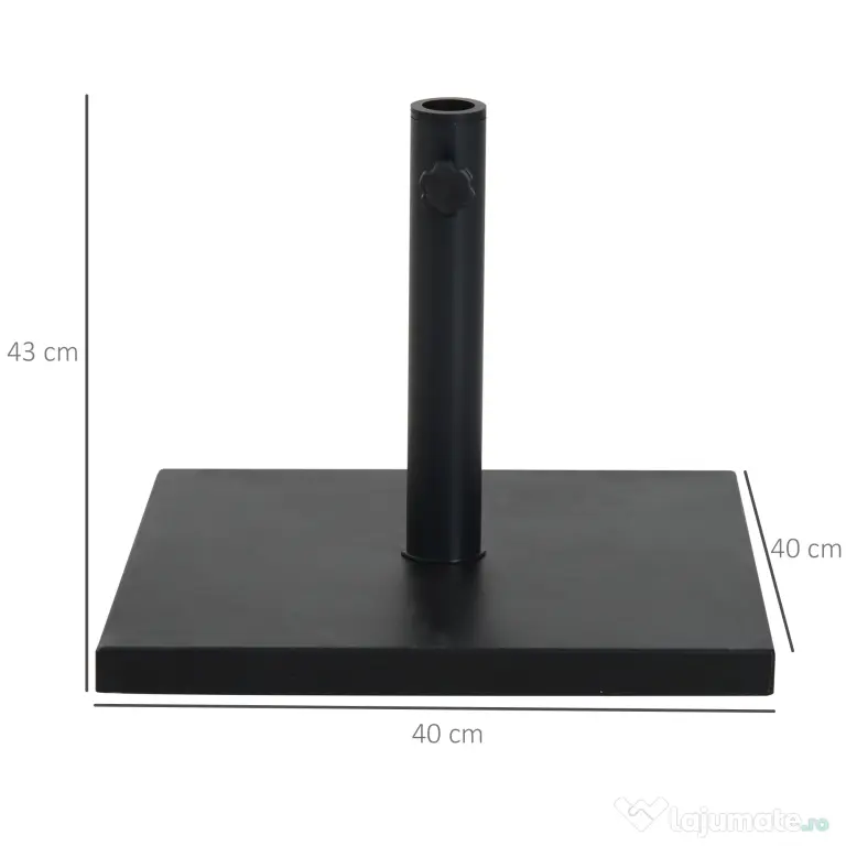 Outsunny Bază Umbrelă 13.3kg, Ciment, Postament Lucios pentru Umbrelă Grădină, Negru | Aosom Romania