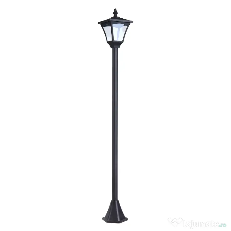 Outsunny Felinar de Gradina Led Panouri Solare, Negru, 120cm