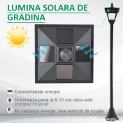 Outsunny Felinar de Gradina Led Panouri Solare, Negru, 120cm 