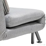 Fotoliu pat extensibil HOMCOM din Fier și Bumbac cu Pernă cu Dungi, Gri 75x70x75cm | Aosom Romania