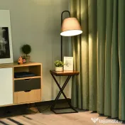 HOMCOM Lampă de Podea Modernă cu Înăcarcător Wireless, Abajur Reglabil și Etajeră Suplimentară, 36x36x165 cm, Negru | Aosom Romania 
