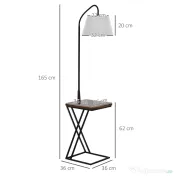 HOMCOM Lampă de Podea Modernă cu Înăcarcător Wireless, Abajur Reglabil și Etajeră Suplimentară, 36x36x165 cm, Negru | Aosom Romania 