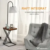 HOMCOM Lampă de Podea Modernă cu Înăcarcător Wireless, Abajur Reglabil și Etajeră Suplimentară, 36x36x165 cm, Negru | Aosom Romania 