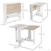 HOMCOM masa de pranz moderna, stejar alb, 103x76x73.5cm 