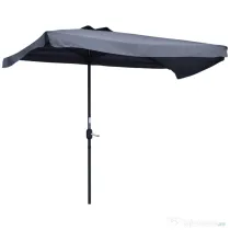 Outsunny Umbrelă Compactă Semicirculară cu Manivelă, Ideală pentru Spații Mici, 230x130x249cm, Gri | Aosom Romania