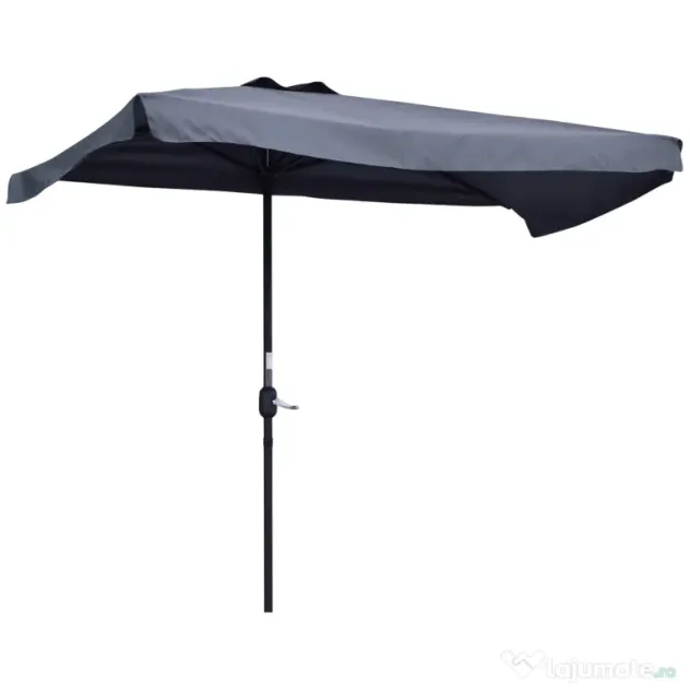 Outsunny Umbrelă Compactă Semicirculară cu Manivelă, Ideală pentru Spații Mici, 230x130x249cm, Gri | Aosom Romania