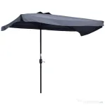 Outsunny Umbrela semicirculara pentru gradina cu manivela, 230x130x249cm, Gri