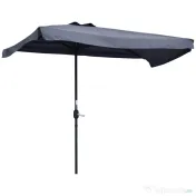 Outsunny Umbrela semicirculara pentru gradina cu manivela, 230x130x249cm, Gri