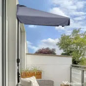 Outsunny Umbrela semicirculara pentru gradina cu manivela, 230x130x249cm, Gri