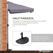 Outsunny Umbrela semicirculara pentru gradina cu manivela, 230x130x249cm, Gri