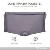 Outsunny Umbrela semicirculara pentru gradina cu manivela, 230x130x249cm, Gri