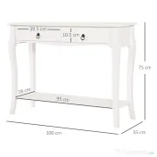HOMCOM Consolă pentru Hol cu Raft Depozitare și Design Modern, 100x33x75 cm, Alb
