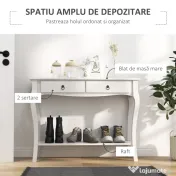 HOMCOM Consolă pentru Hol cu Raft Depozitare și Design Modern, 100x33x75 cm, Alb