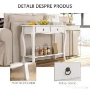 HOMCOM Consolă pentru Hol cu Raft Depozitare și Design Modern, 100x33x75 cm, Alb