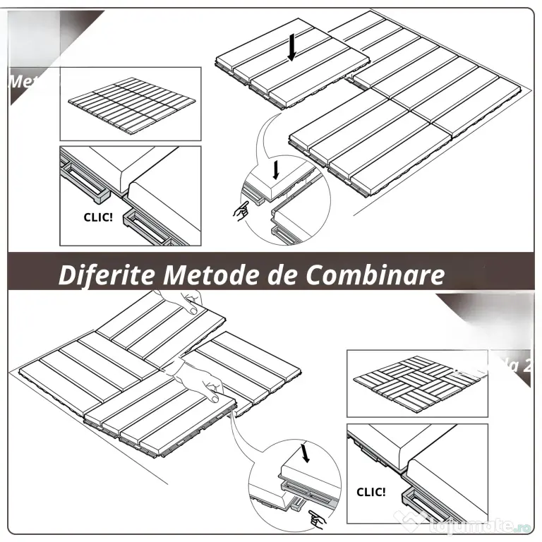 Outsunny Set Plăci de Gresie pentru Pavaj Terasă 30x30x2cm 0.81mq Maro | Aosom Romania