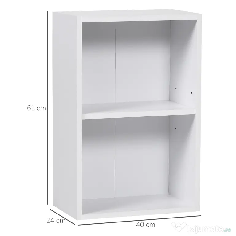 HOMCOM biblioteca din lemn, cu raft, 40x24x61 cm, alba