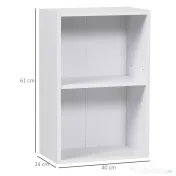 HOMCOM biblioteca din lemn, cu raft, 40x24x61 cm, alba 