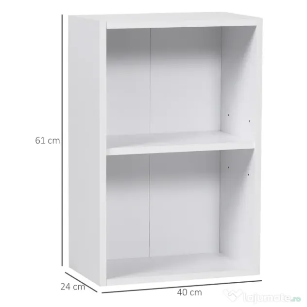 HOMCOM biblioteca din lemn, cu raft, 40x24x61 cm, alba