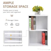 HOMCOM biblioteca din lemn, cu raft, 40x24x61 cm, alba 