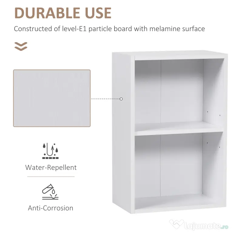 HOMCOM biblioteca din lemn, cu raft, 40x24x61 cm, alba