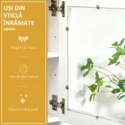 HOMCOM Bufet Înalt de Bucătărie cu Raft pentru Cuptor, Sertar, Uși de Sticlă și Rafturi Reglabile, 80x48x170 cm, Alb | Aosom Romania