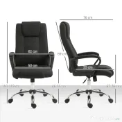 Vinsetto Scaun de Birou Ergonomic, Basculant și Căptușit, cu Înălțime Reglabilă, 62 x 76 x 110-119 cm, Negru 