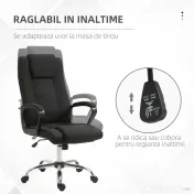Vinsetto Scaun de Birou Ergonomic, Basculant și Căptușit, cu Înălțime Reglabilă, 62 x 76 x 110-119 cm, Negru 