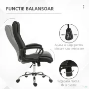 Vinsetto Scaun de Birou Ergonomic, Basculant și Căptușit, cu Înălțime Reglabilă, 62 x 76 x 110-119 cm, Negru 