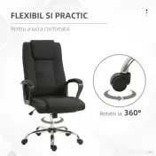 Vinsetto Scaun de Birou Ergonomic, Basculant și Căptușit, cu Înălțime Reglabilă, 62 x 76 x 110-119 cm, Negru 
