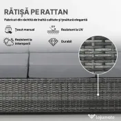 Outsunny Canapea de Exterior cu 3 Locuri din Ratan PE, Canapea cu Perne Detasabile și Structură Metalică pentru Grădină, Terasă și Balcon, 185x70x80 cm, Gri | Aosom Romania 