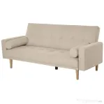 Homcom Canapea Extensibilă 2‑în‑1, 3 Locuri, Material Din In și 2 Perne Detașabile, Bej