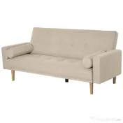 Homcom Canapea Extensibilă 2‑în‑1, 3 Locuri, Material Din In și 2 Perne Detașabile, Bej