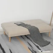 Homcom Canapea Extensibilă 2‑în‑1, 3 Locuri, Material Din In și 2 Perne Detașabile, Bej
