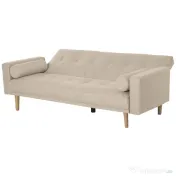 Homcom Canapea Extensibilă 2‑în‑1, 3 Locuri, Material Din In și 2 Perne Detașabile, Bej