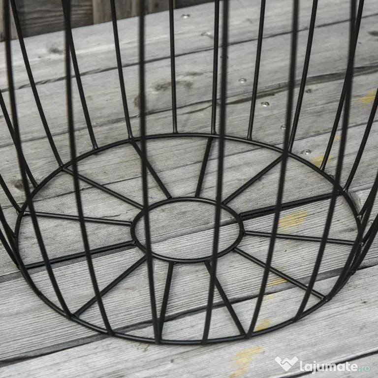 Outsunny Set 3 Masute de Gradina Stil Industrial Stivuibile din Metal Negru | Aosom Romania