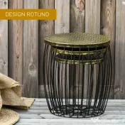 Outsunny Set 3 Masute Gradina Stivuibile 38/31 cm – Negru 
