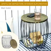 Outsunny Set 3 Masute Gradina Stivuibile 38/31 cm – Negru 